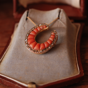 Victorian Coral Horseshoe Pendant
